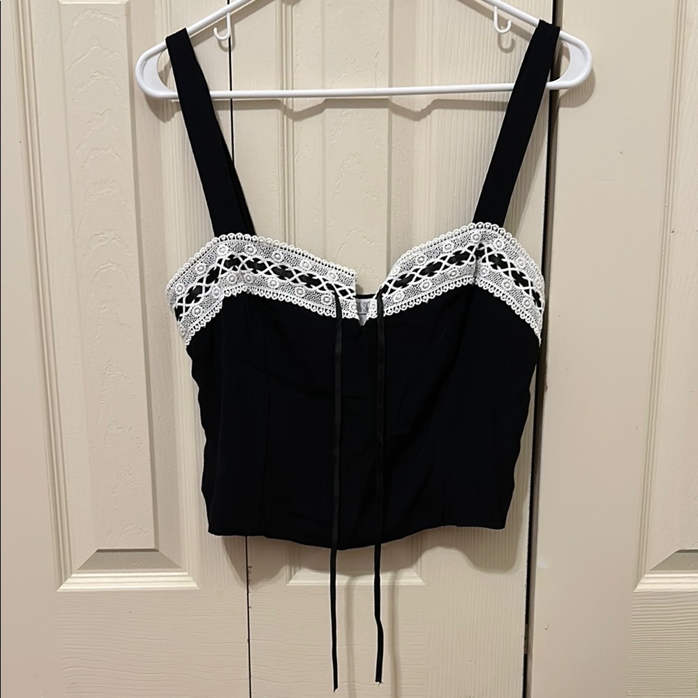 Sienna Sky Black and White Lace Tank Top